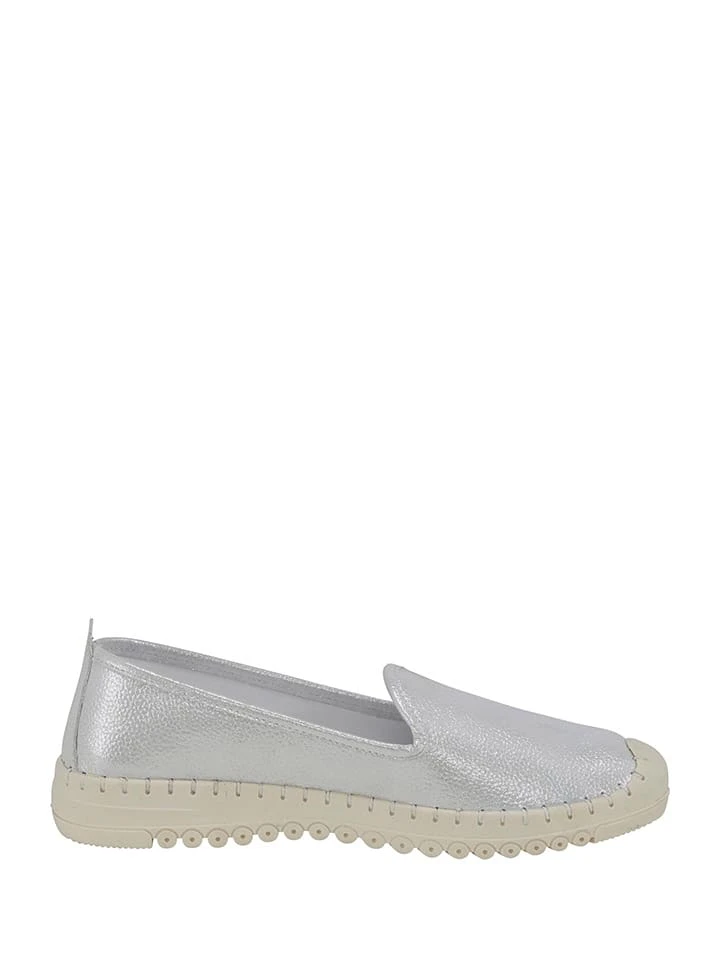 Andrea Conti Leder-Espadrilles In Silber 5 Andrea Conti Leder-Espadrilles In Silber – Bild 3