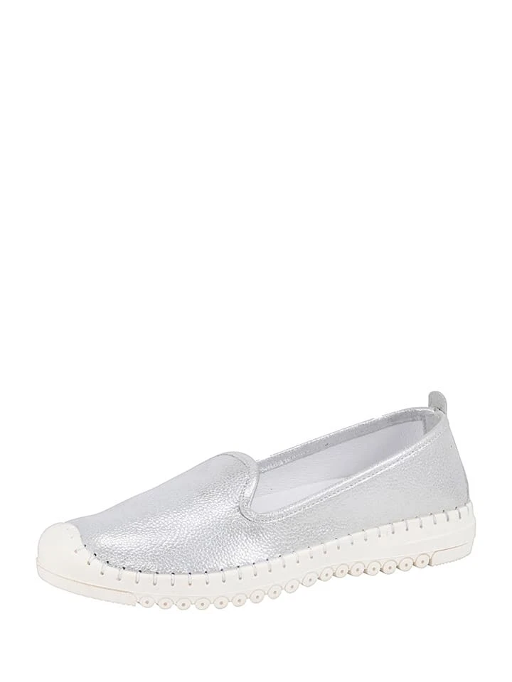 Andrea Conti Leder-Espadrilles In Silber 3 Andrea Conti Leder-Espadrilles In Silber