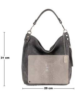 Leder-Schultertasche "Denise" In Grau - (B)29 X (H)31 X (T)14 Cm -Bekleidungsförderung Laden anna morellini leder schultertasche denise in grau b 29 x h 31 x t 14 cm 4