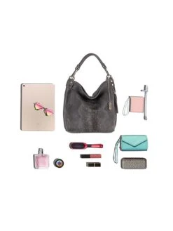 Leder-Schultertasche "Denise" In Grau - (B)29 X (H)31 X (T)14 Cm -Bekleidungsförderung Laden anna morellini leder schultertasche denise in grau b 29 x h 31 x t 14 cm 6