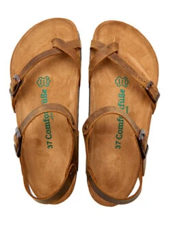 Leder-Zehensandalen In Hellbraun -Bekleidungsförderung Laden comfortfusse leder zehensandalen in hellbraun 4