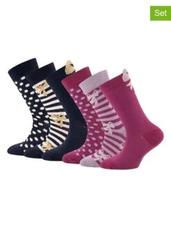 Ewers 6er-Set: Socken In Lila/ Schwarz