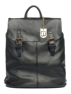 Leder-Rucksack "Montichiari" In Schwarz - (B)31 X (H)37 X (T)15 Cm