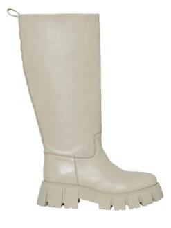 Leder-Stiefel In Creme