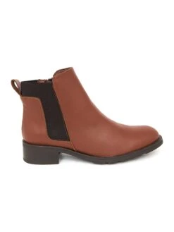 Leder-Ankle-Boots In Hellbraun