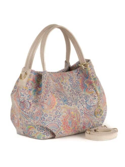 Leder-Henkeltasche "Gonfalone" In Creme/ Bunt - (B)24 X (H)21 X (T)13 Cm -Bekleidungsförderung Laden mia tomazzi leder henkeltasche gonfalone in creme bunt b 24 x h 21 x t 13 cm 1