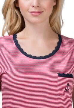 Nachthemd Kurzarm Mit Allover-Streifen In Rot/weiß -Bekleidungsförderung Laden moonline nachthemd kurzarm mit allover streifen in rot weiss 2