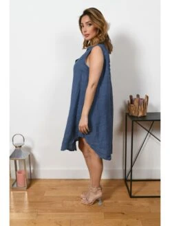 Leinen-Kleid "Elly" In Blau 9 Leinen-Kleid "Elly" In Blau -Bekleidungsförderung Laden plus size company leinen kleid elly in blau 2