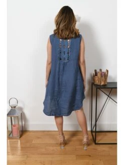 Leinen-Kleid "Elly" In Blau 10 Leinen-Kleid "Elly" In Blau -Bekleidungsförderung Laden plus size company leinen kleid elly in blau 3