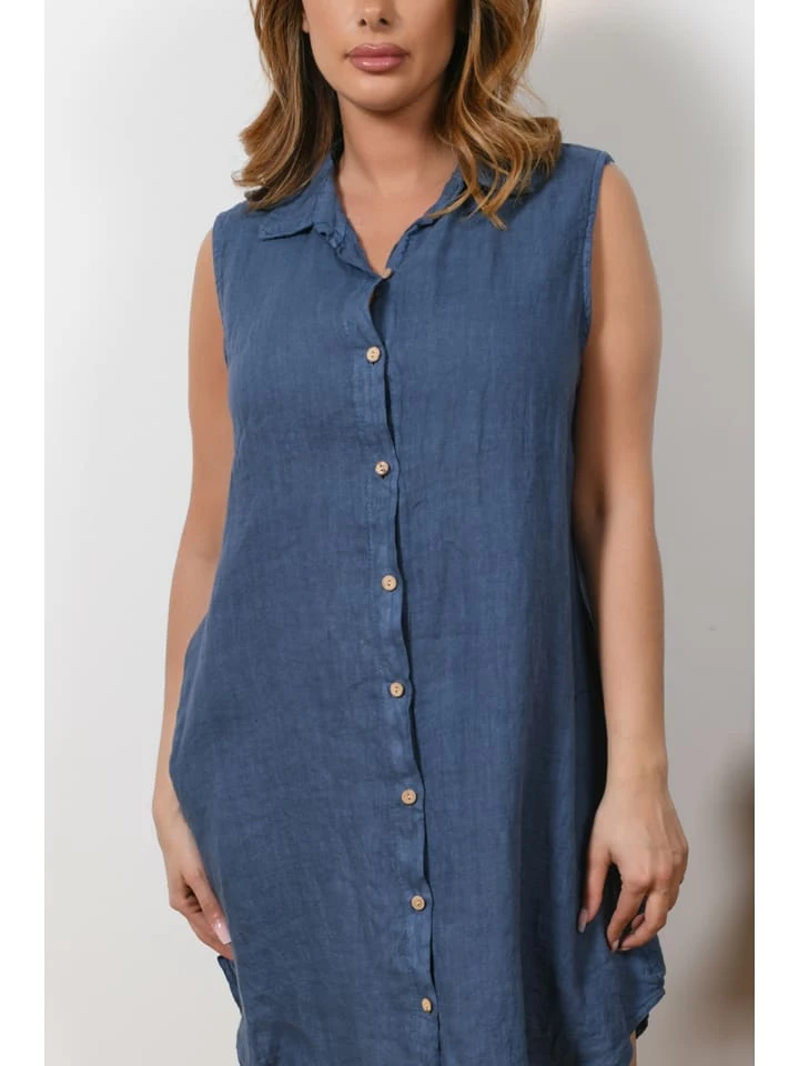 Leinen-Kleid "Elly" In Blau 7 Leinen-Kleid "Elly" In Blau – Bild 5