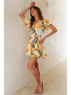 Kleid In Orange/ Blau -Bekleidungsförderung Laden pretty summer kleid in orange blau 3