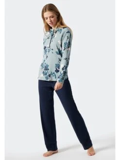 Schiesser Pyjama In Hellblau/ Dunkelblau -Bekleidungsförderung Laden schiesser pyjama in hellblau dunkelblau 2