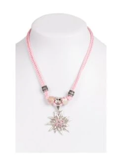 Kette 12702 Mit 2facher Kordel Und Edelweiss, Rosa