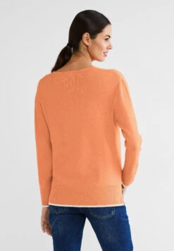 STREET ONE Pullover Mit V-Ausschnitt Juicy Mandarine Melange -Bekleidungsförderung Laden street one pullover mit v ausschnitt juicy mandarine melange 2