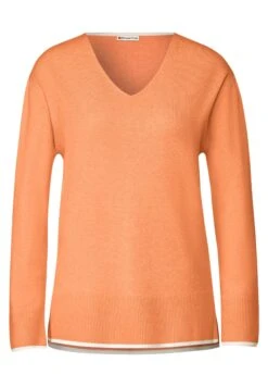 STREET ONE Pullover Mit V-Ausschnitt Juicy Mandarine Melange