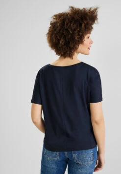 STREET ONE T-Shirt Mit Steinchendetails Deep Blue -Bekleidungsförderung Laden street one t shirt mit steinchendetails deep blue 2