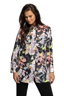 Ulla Popken Hemdbluse Bedruck In Schwarz